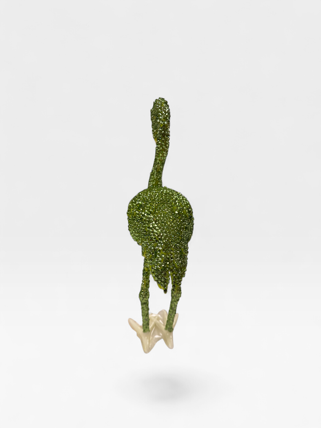 Green rhinestone flamingo, front view