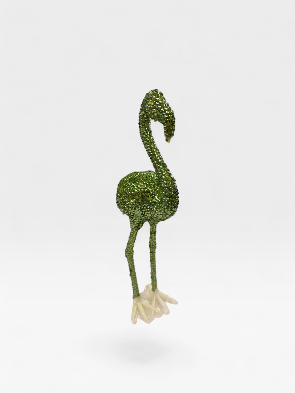 Green rhinestone flamingo, other side