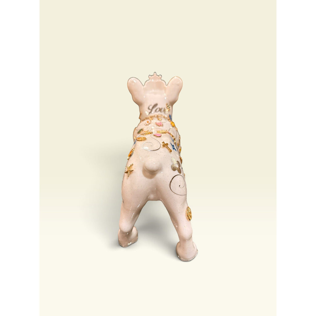 French Bulldog Statue 3D Printed Pop Art Frenchie Crown Gold Chain Made in USA