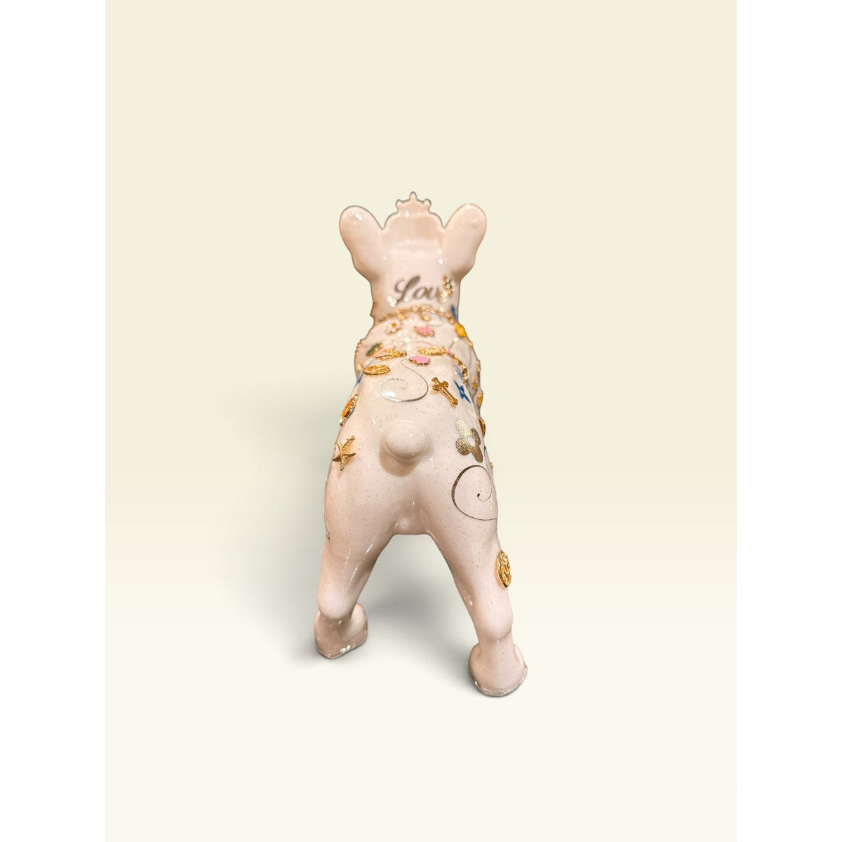 French Bulldog Statue 3D Printed Pop Art Frenchie Crown Gold Chain Made in USA