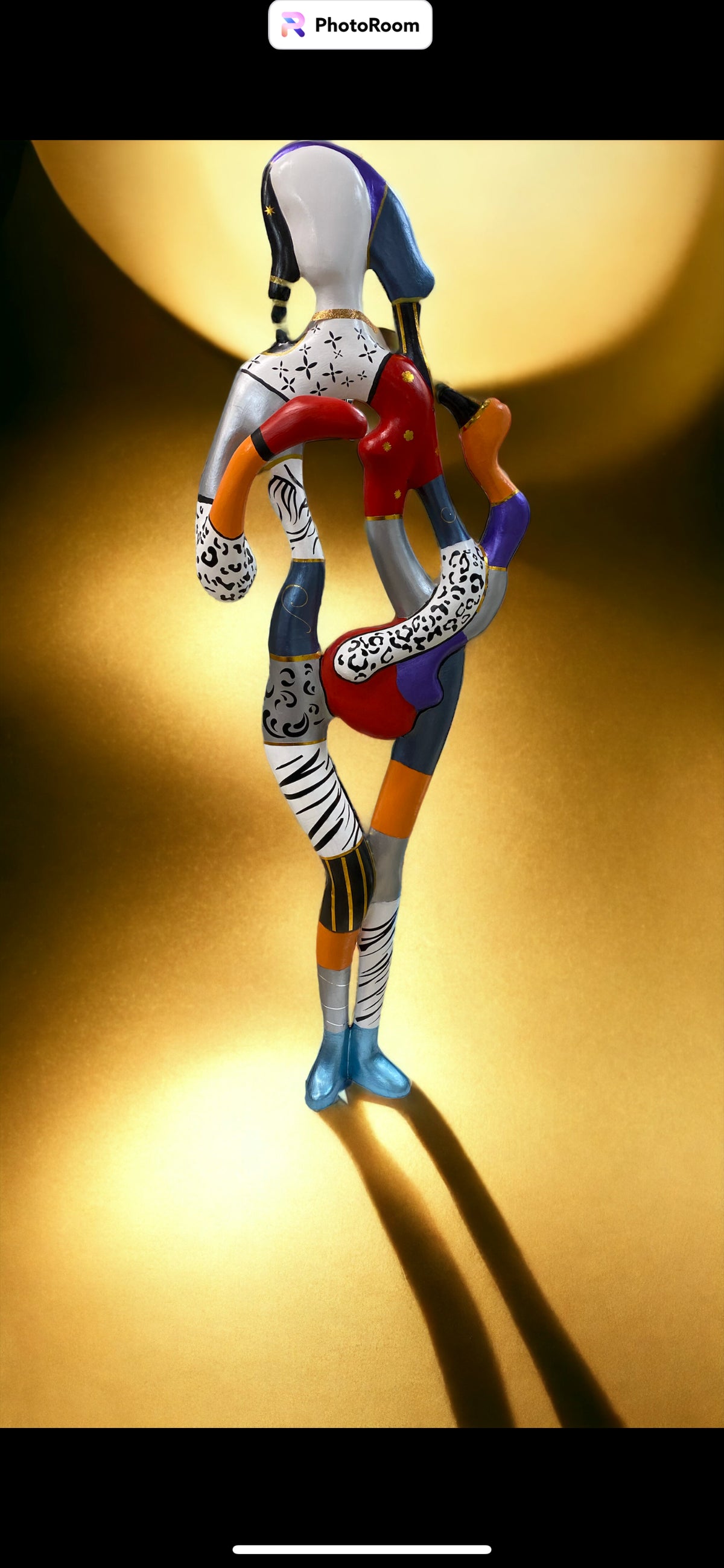 Vibrant abstract figure sculpture by Jebar Art