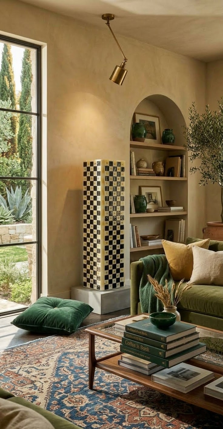 Checkered Wood Pedestal Stand 36in Hand Painted Resin Glass Butterfly Art Column