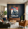 Original Pop Art Lion Painting American Flag Resin Coated Patriotic Wall Art