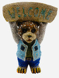 Crystal rhinestone welcome bear sculpture by Jebar Art
