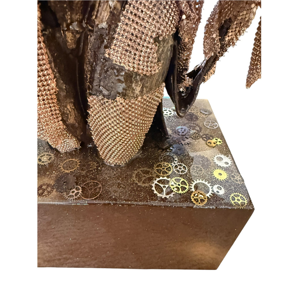 Kneeling Veiled Goddess Art Sculpture Bronze Finish Mesh Drapery Resin Statue